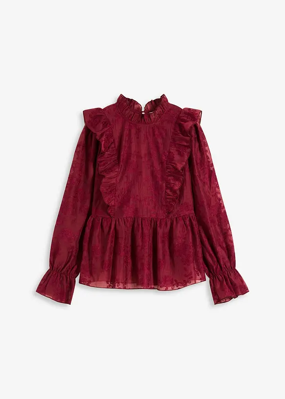 Bluse med borderi, bonprix