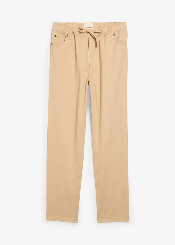 Regular Fit slip on-bukse av 100% bomull, Straight, bonprix