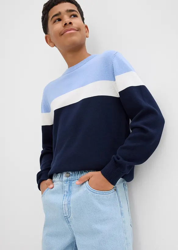 Loose Fit-pull on-jeans med komfortlinning, Straight, bonprix