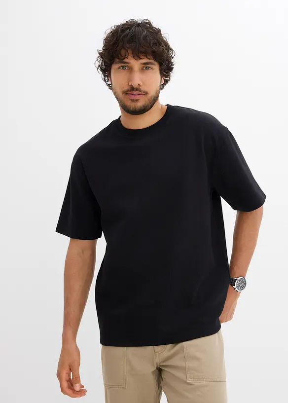 T-skjorte i formstabil, strukturert jersey, Loose Fit, bonprix