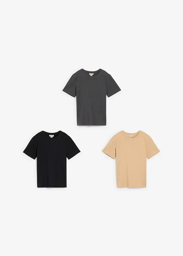 T-skjorte i 100% økologisk bomull (3-pack), bonprix