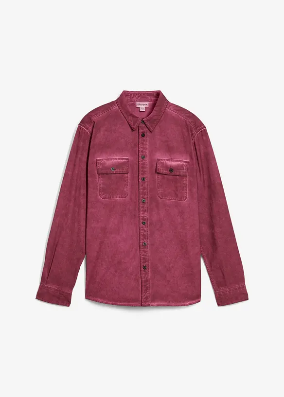 Langermet skjorte i 100% bomull i vasket look, bonprix