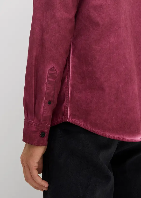 Langermet skjorte i 100% bomull i vasket look, bonprix
