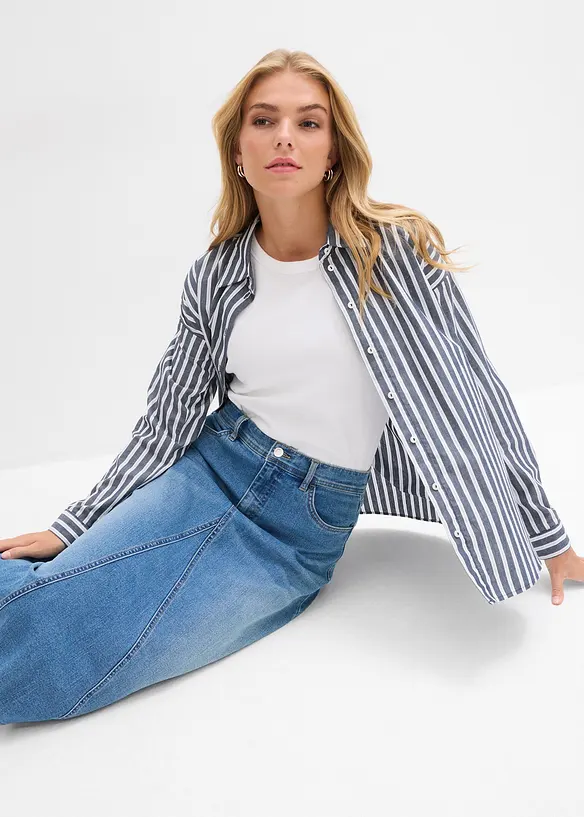 Denimskjørt med stretch, High Waist, bonprix