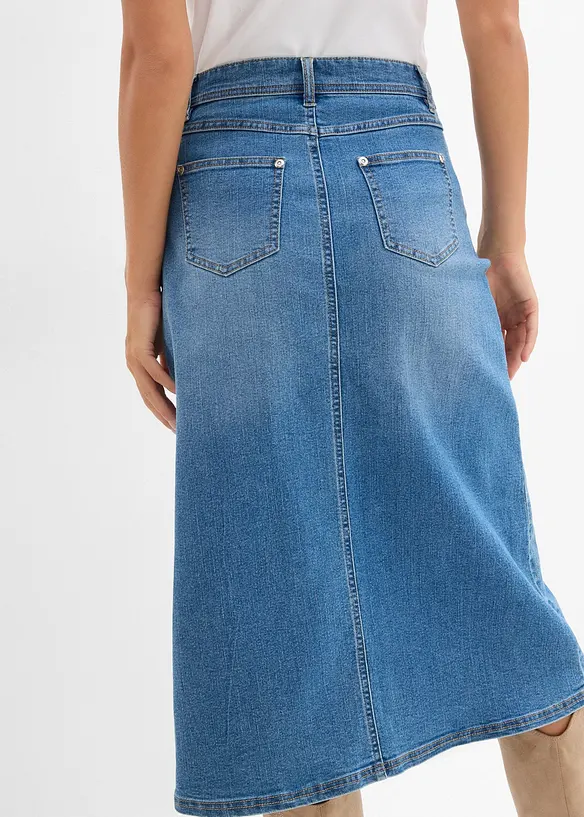 Denimskjørt med stretch, High Waist, bonprix