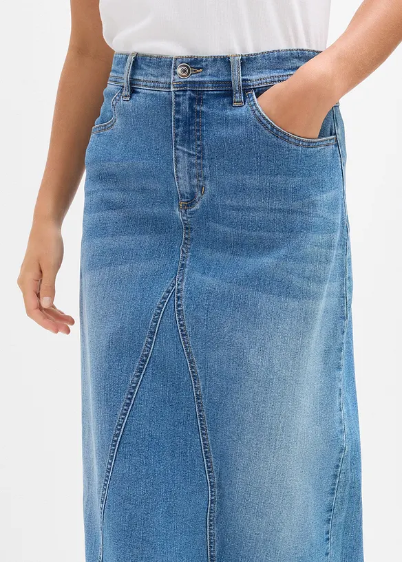 Denimskjørt med stretch, High Waist, bonprix