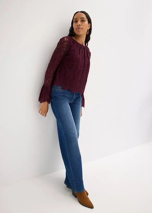 Bluse med volanger, bonprix