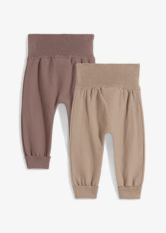 Strikkebukse til å vokse i av bomullsmiks (2-pack), bonprix