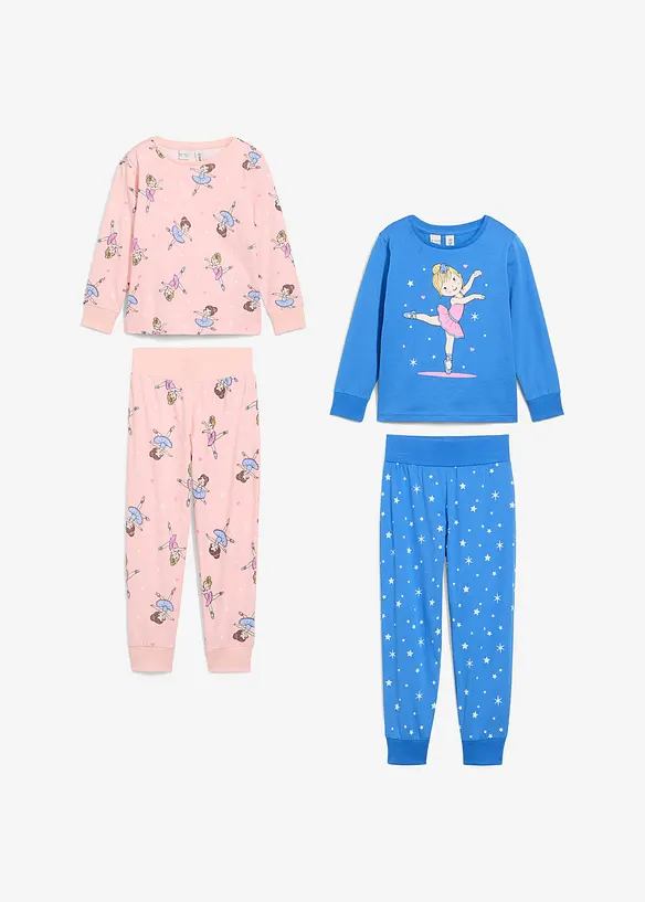 2 pyjamaser i 100% økologisk bomull (4-delt sett), bonprix