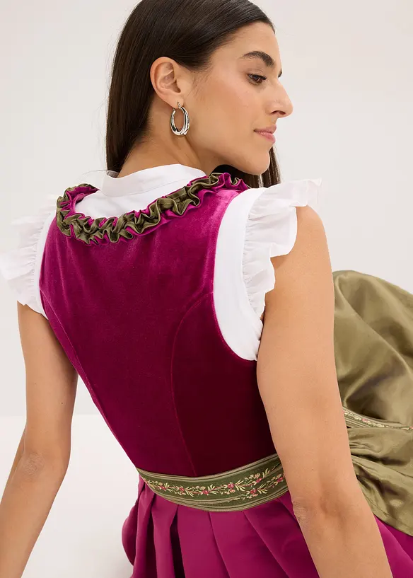 Dirndl med fløyel i midi-lengde (2-delt sett), bonprix