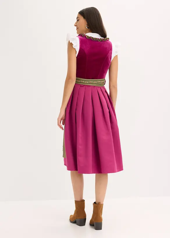 Dirndl med fløyel i midi-lengde (2-delt sett), bonprix