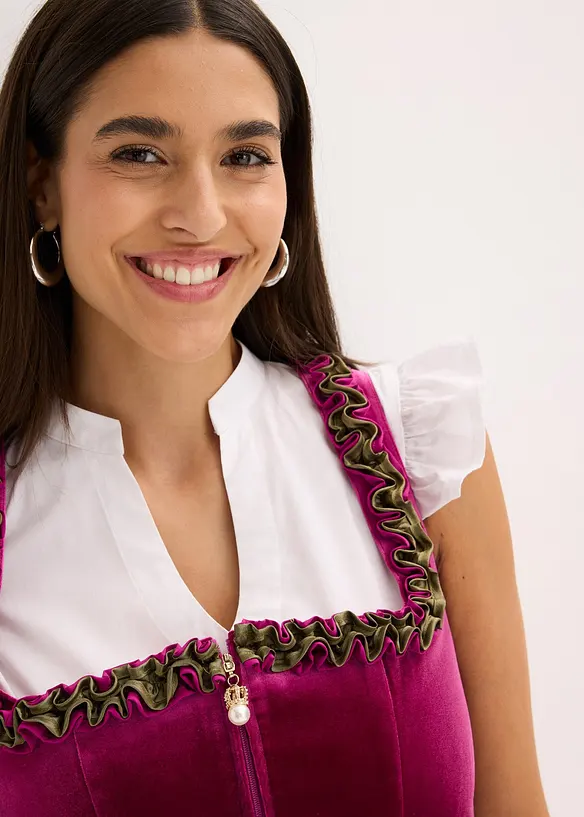 Dirndl med fløyel i midi-lengde (2-delt sett), bonprix