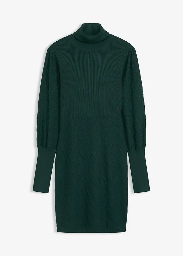 Strikkekjole med rullekrage, bonprix