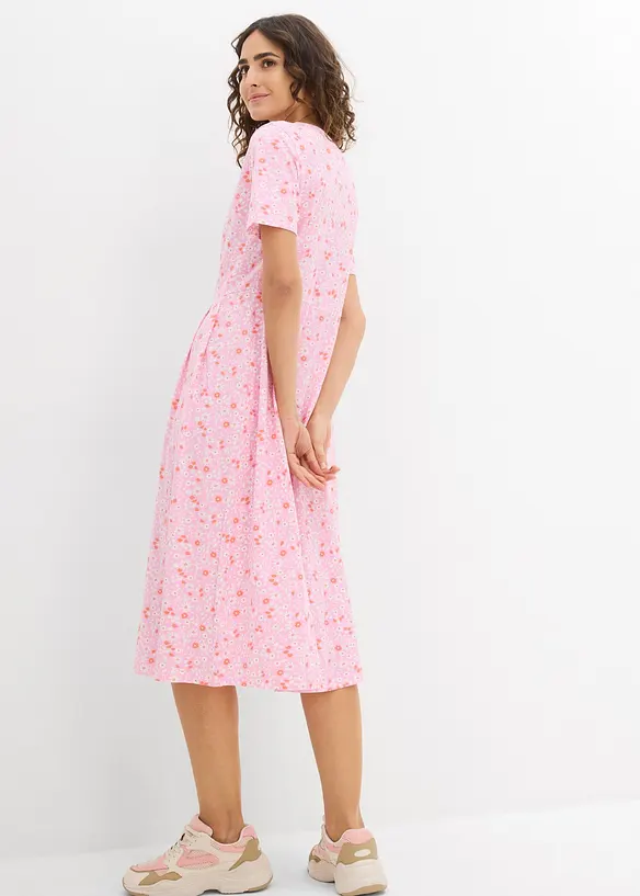 Trikotkjole i bomull, midi-lengde, bonprix