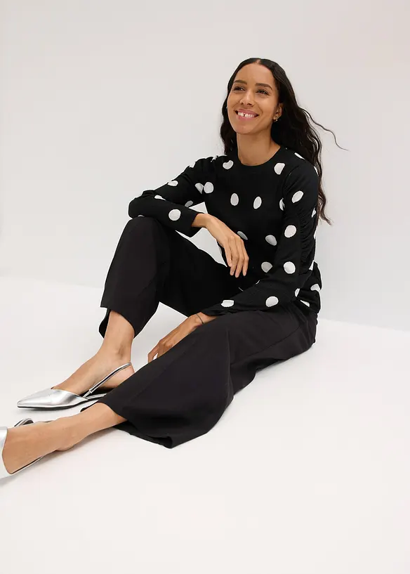 Langermet topp i strukturert krepp-materiale, bonprix