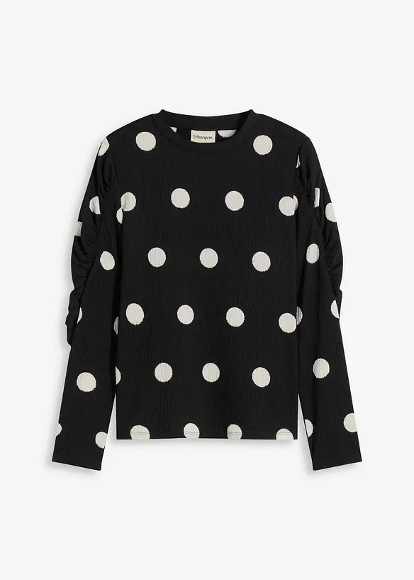 Langermet topp i strukturert krepp-materiale, bonprix