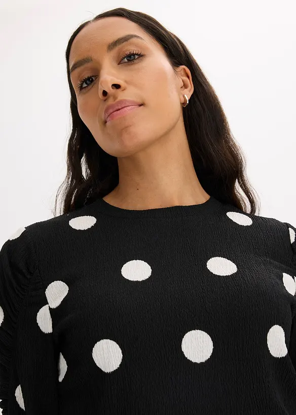 Langermet topp i strukturert krepp-materiale, bonprix