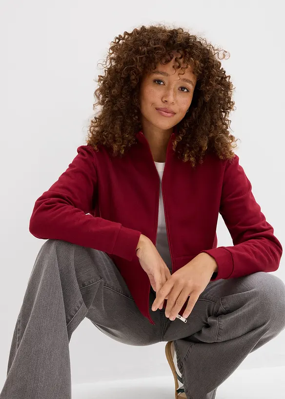 Sweatshirt i 100% økologisk bomull med glidelås, bonprix