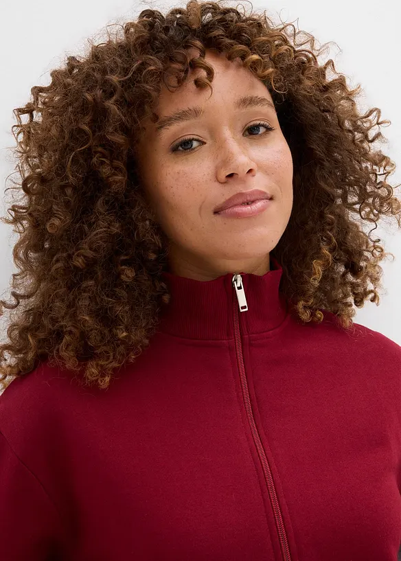 Sweatshirt i 100% økologisk bomull med glidelås, bonprix