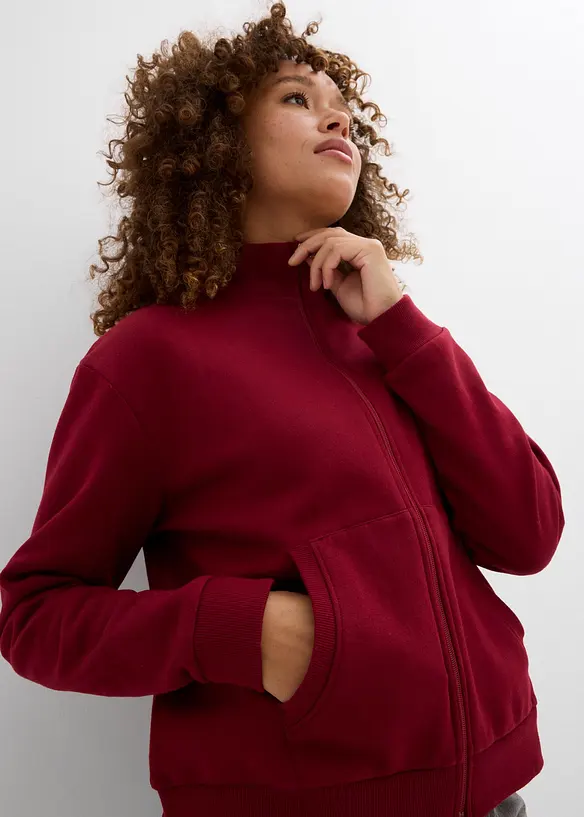 Sweatshirt i 100% økologisk bomull med glidelås, bonprix