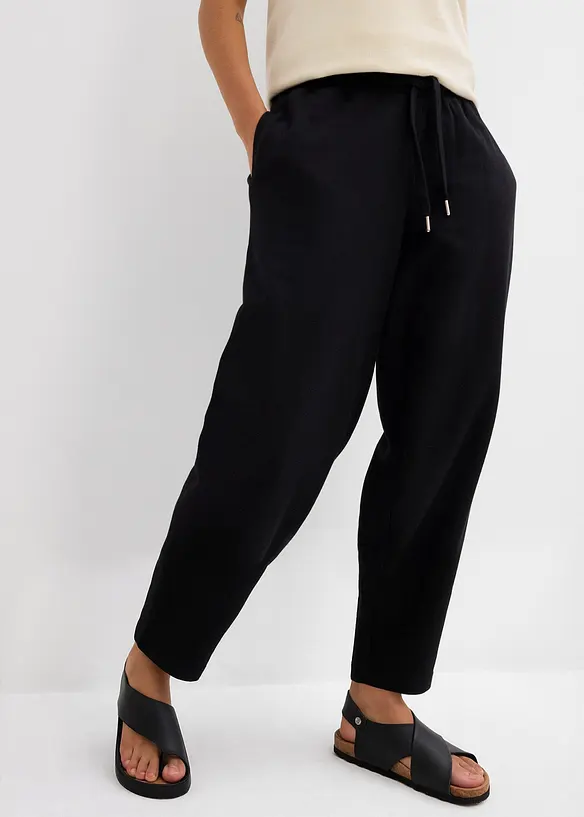 Joggebukse i 100% &oslash;kologisk bomull og barrel modell, bonprix