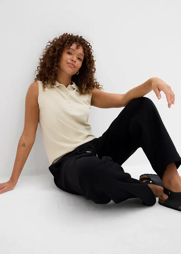 Joggebukse i 100% &oslash;kologisk bomull og barrel modell, bonprix