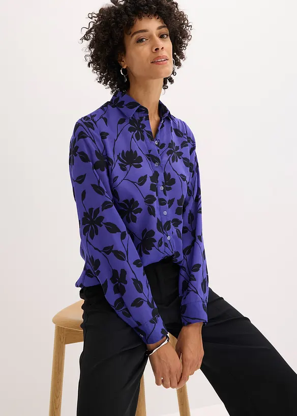 Chiffonbluse med print, bonprix