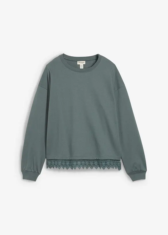 Sweatshirt med blondebesetning, bonprix