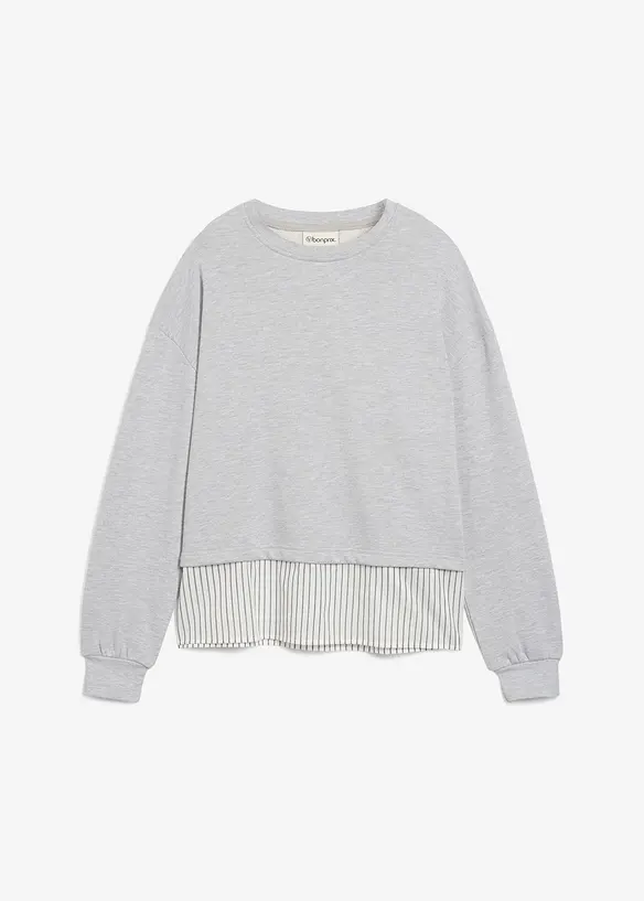 Sweatshirt med blusekant i falden, bonprix