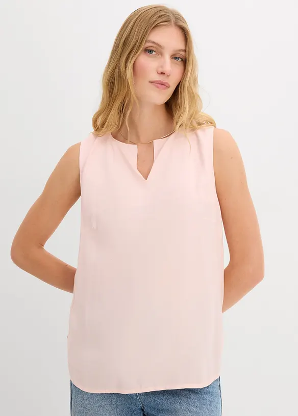 Ermeløs bluse i myk viskose, bonprix
