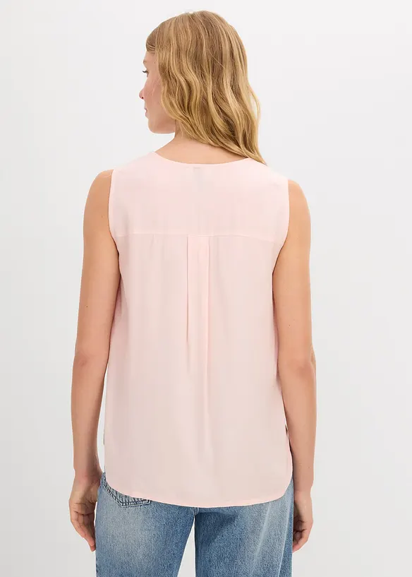 Ermeløs bluse i myk viskose, bonprix