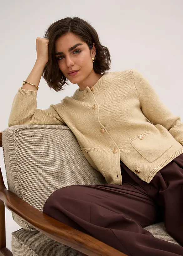 Cardigan i bomullsmiks, bonprix