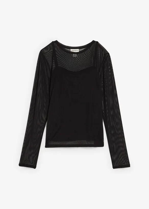 Langermet topp i mesh, bonprix