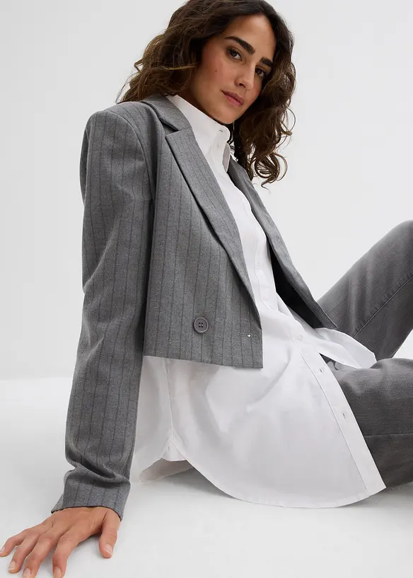 Kort blazer med krage med slag, bonprix