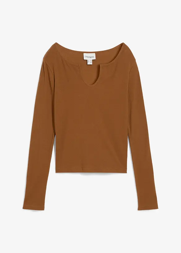 Ribbestrikket topp med økologisk bomull, bonprix