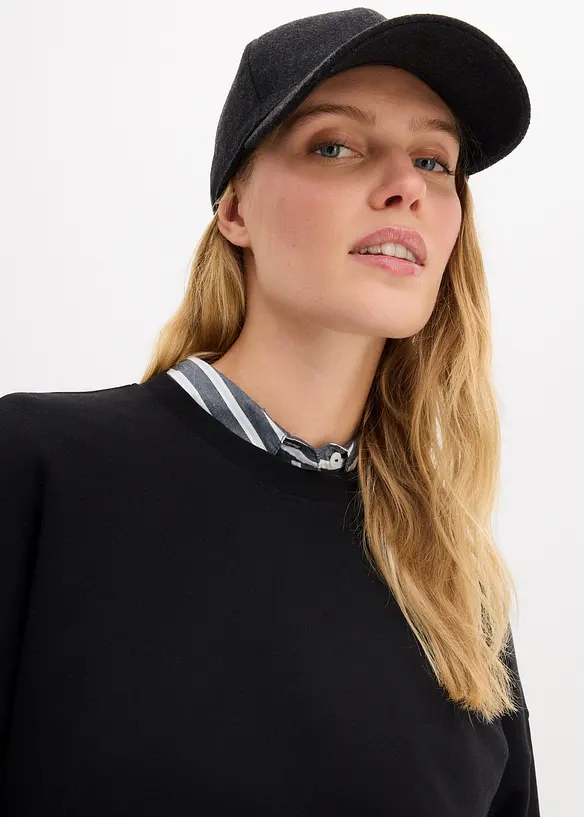 Kort, oversized sweatshirt i 100% økologisk bomull, bonprix