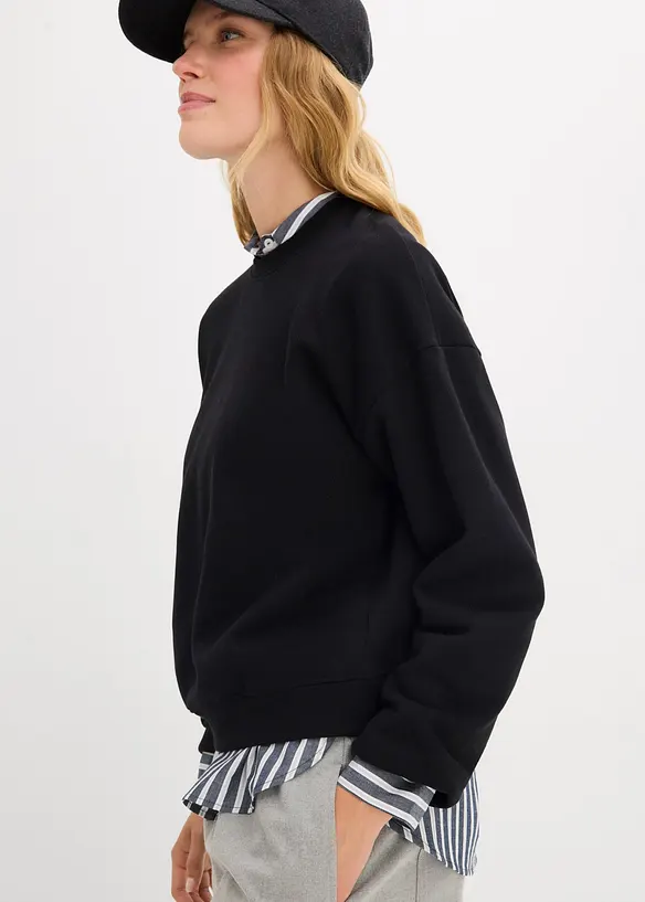 Kort, oversized sweatshirt i 100% økologisk bomull, bonprix