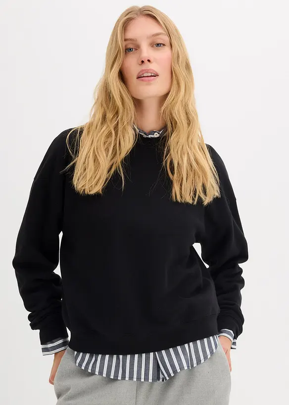 Kort, oversized sweatshirt i 100% økologisk bomull, bonprix