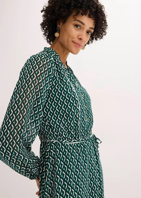 Chiffonkjole med kontrastpiping, bonprix