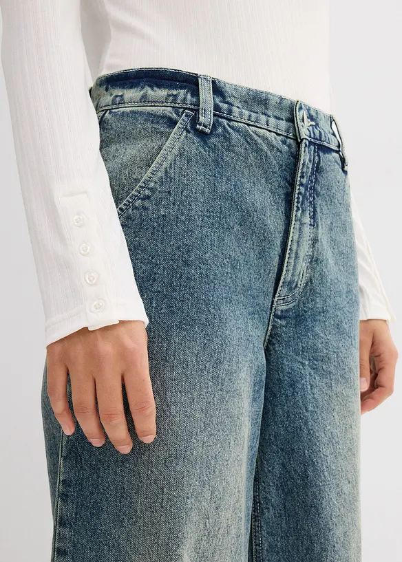 Langermet, ribbet topp, bonprix