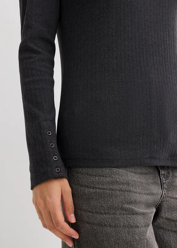 Langermet, ribbet topp, bonprix