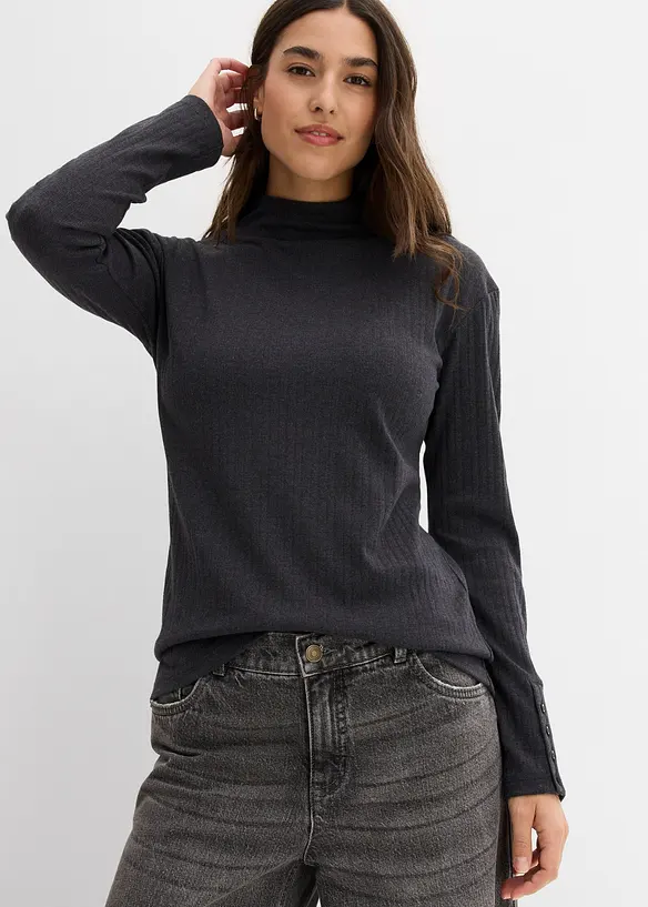 Langermet, ribbet topp, bonprix