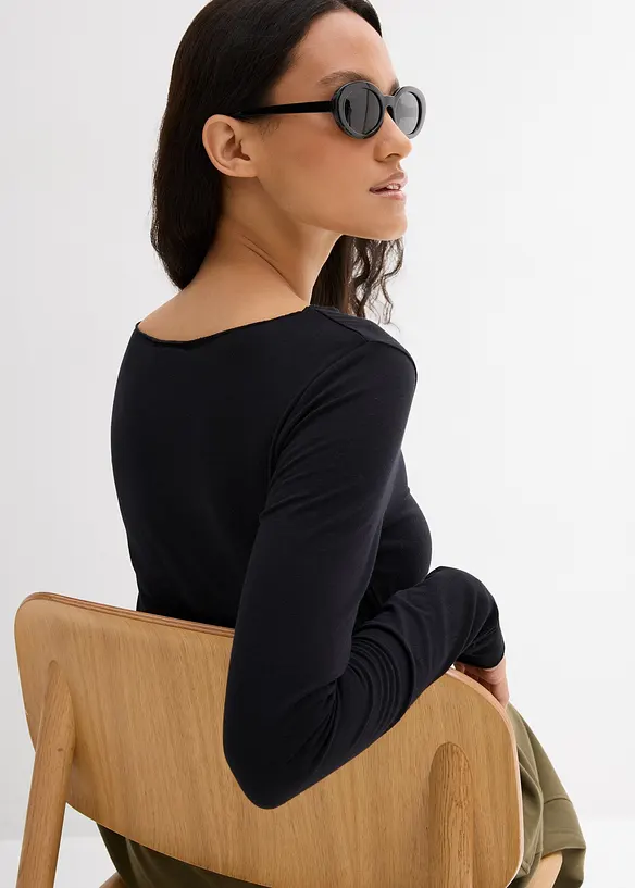 Langermet topp i lett materiale, bonprix