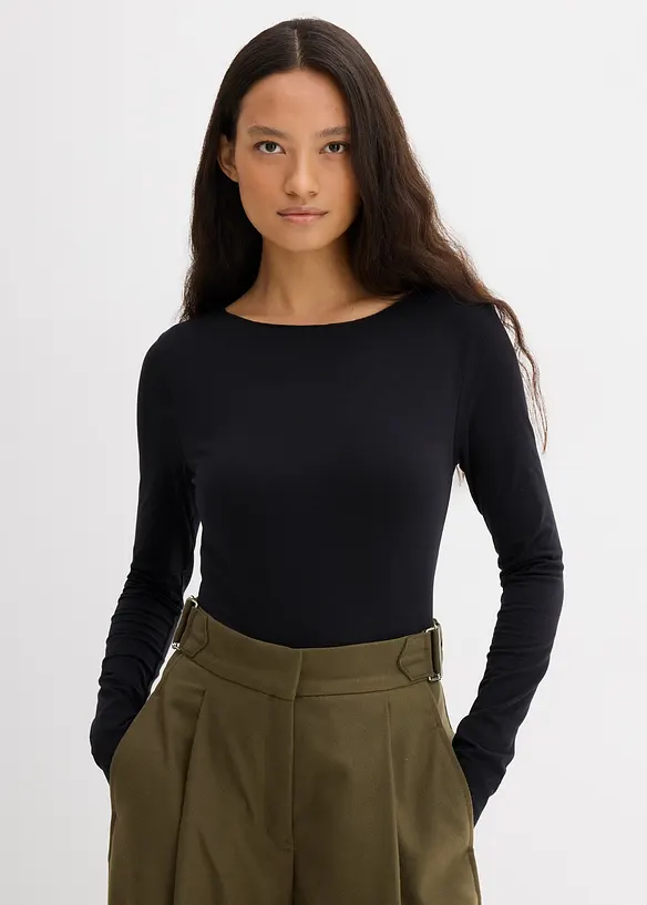 Langermet topp i lett materiale, bonprix