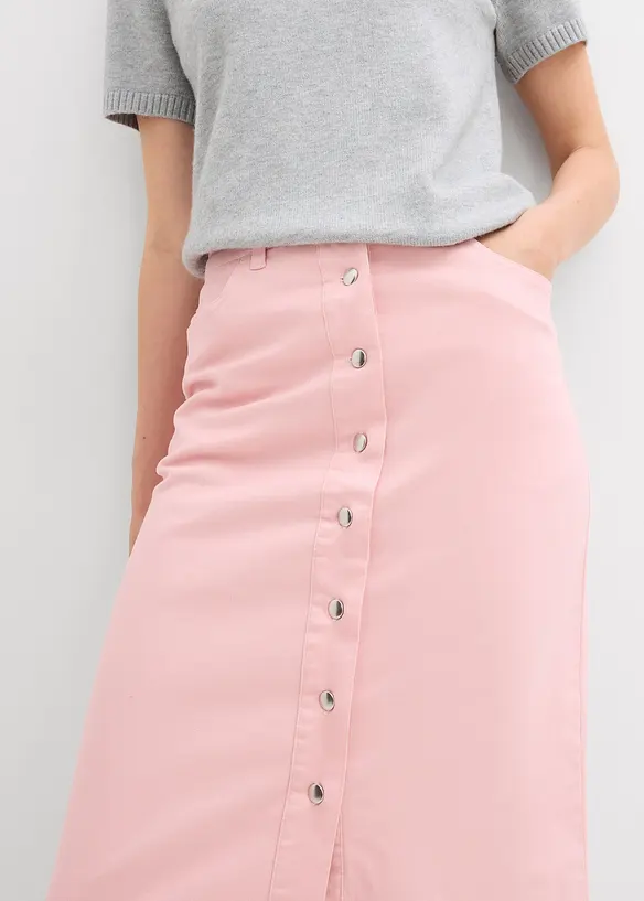 Midiskjørt i twill, bonprix