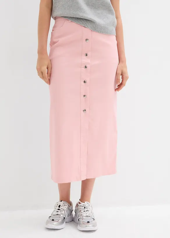 Midiskjørt i twill, bonprix
