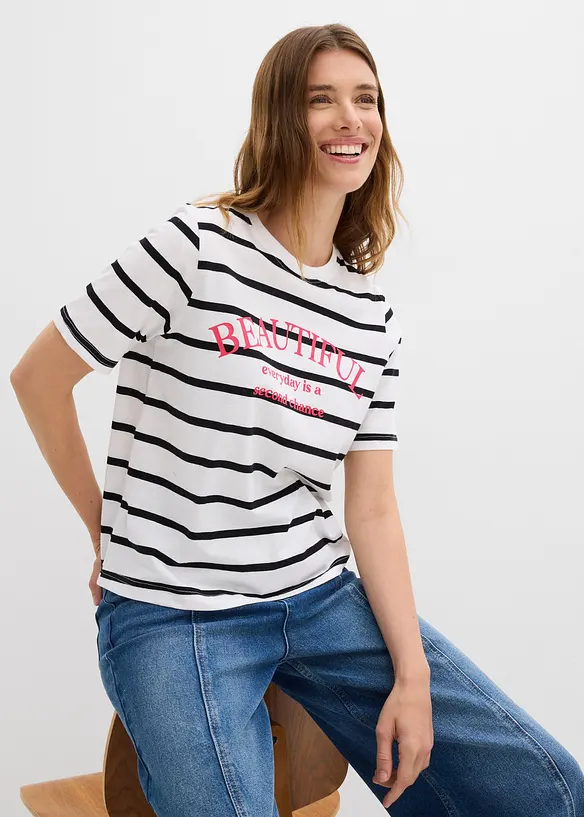Stripete T-skjorte i 100% bomull, bonprix