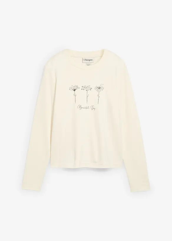Langermet topp i 100% bomull, bonprix