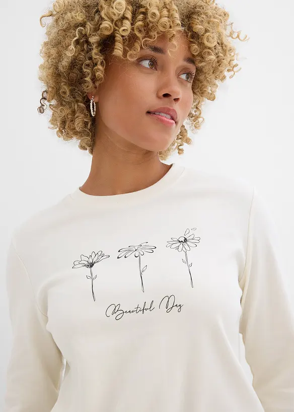 Langermet topp i 100% bomull, bonprix