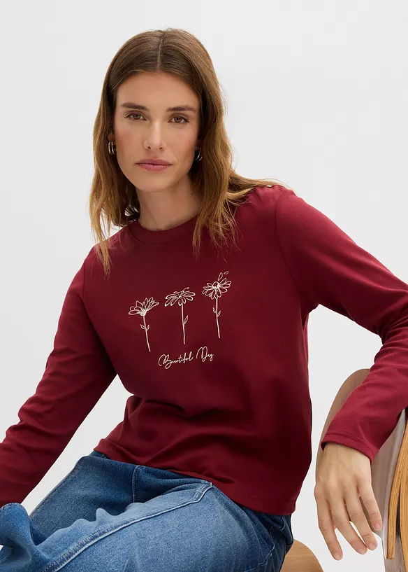 Langermet topp i 100% bomull, bonprix